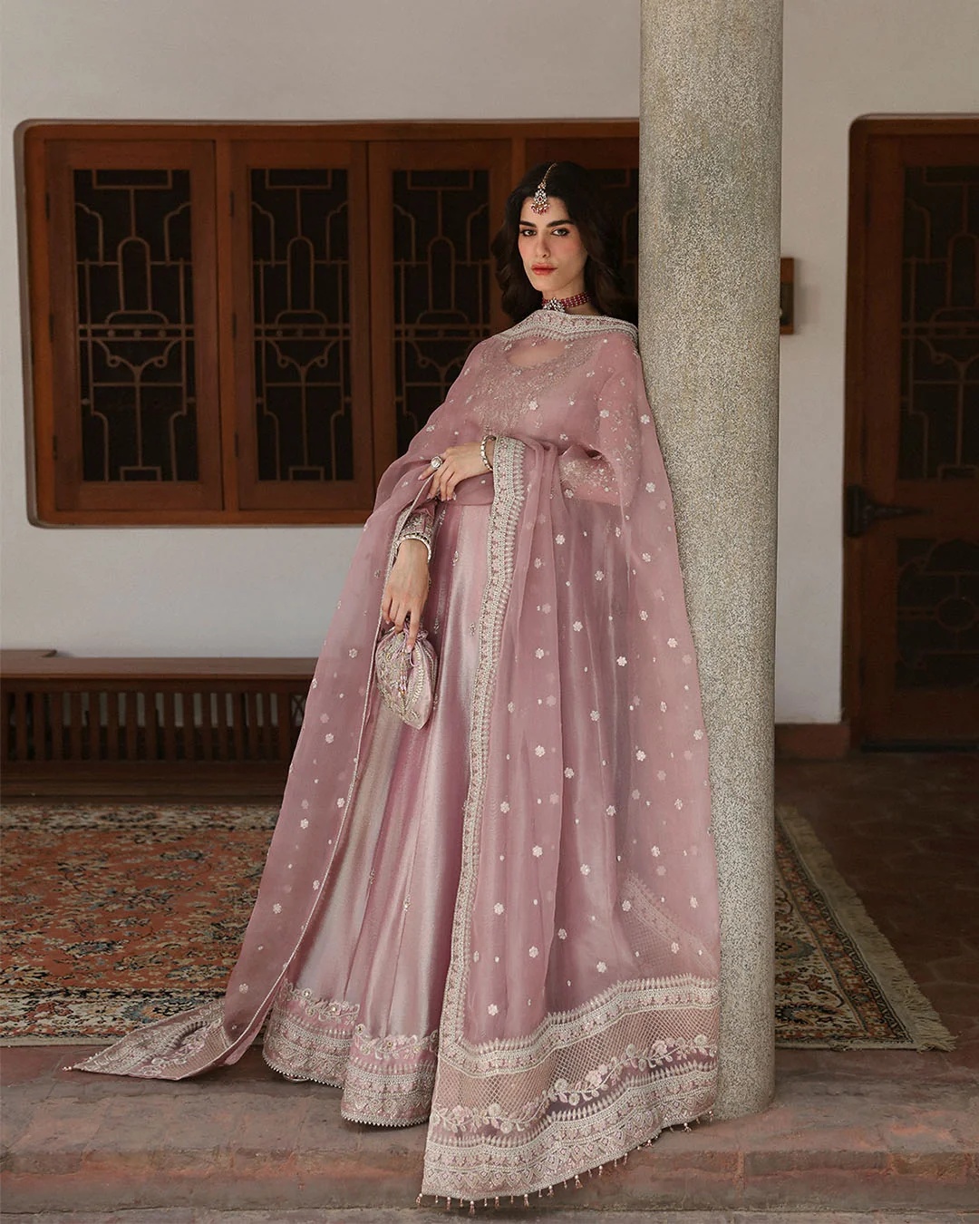Halina - Faiza Saqlain Pakistani fashion outfit in pink tones.